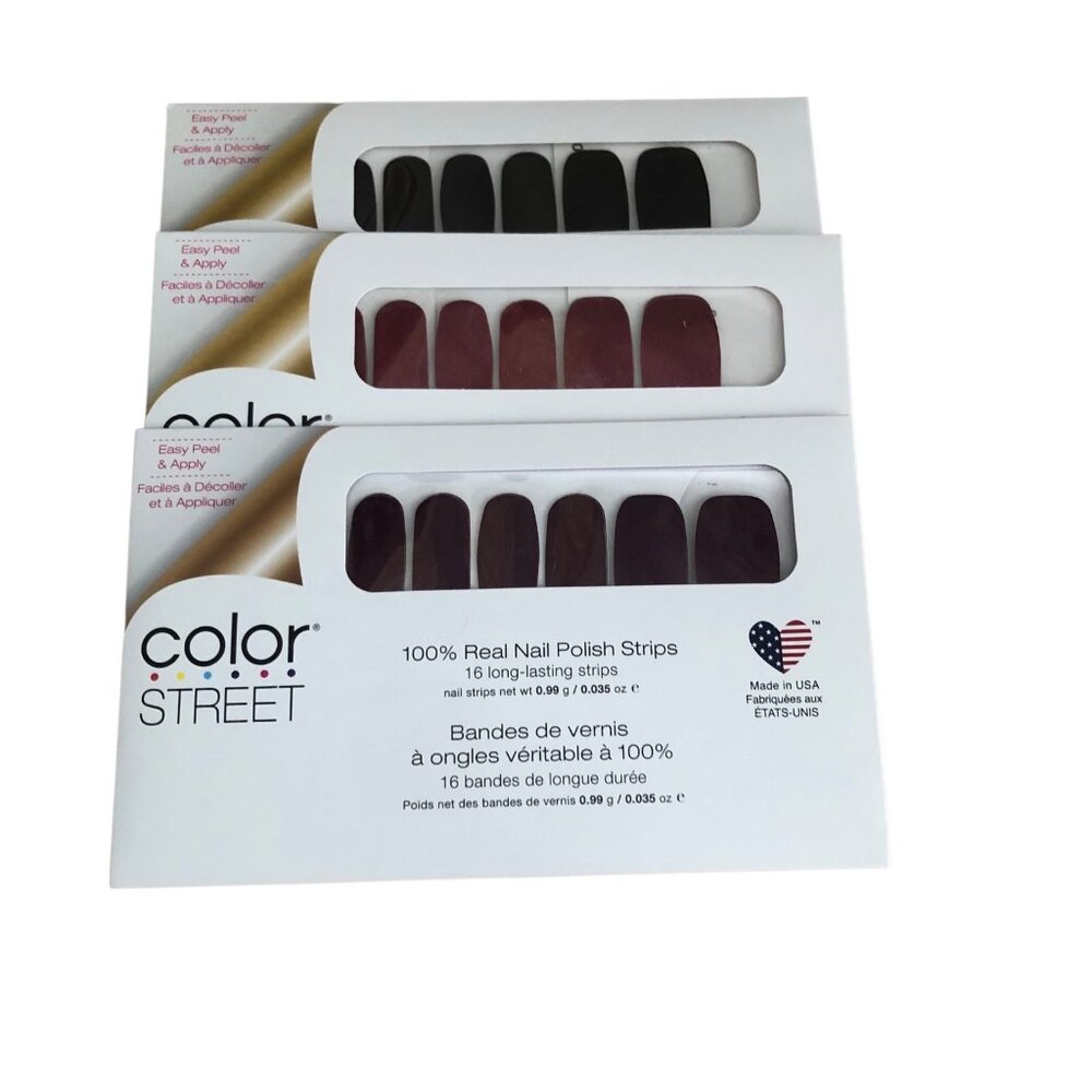 Color Street Nail Polish Strips LOT of 3 Unopened Sealed Black Berry Pink NEW